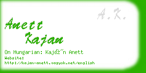 anett kajan business card